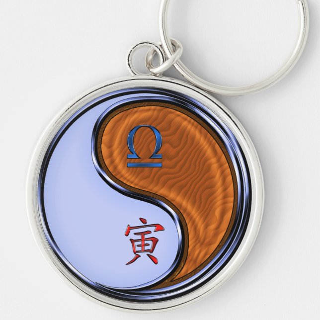 Libra & Wood Tiger Keychain (Front)