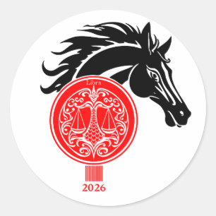 Libra x Year of the Horse 2026 Classic Round Sticker