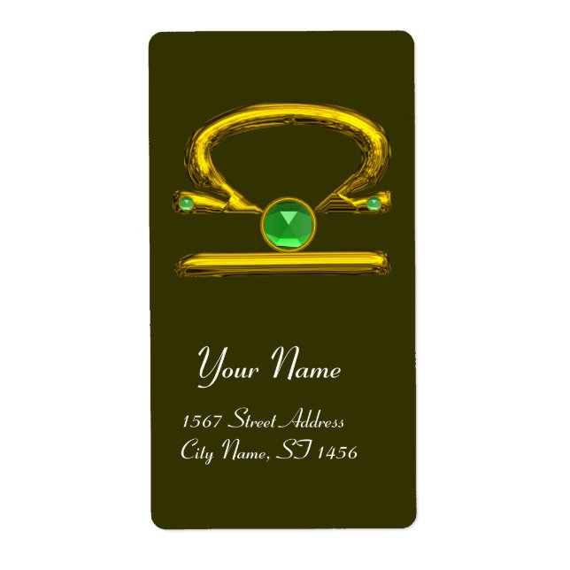 LIBRA ZODIAC ANNIVERSAIRE Vert Émeraude Or (Devant)