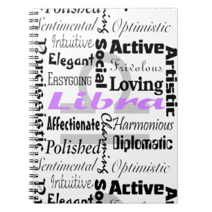 Libra Zodiac Astrology Traits Collage Notebook