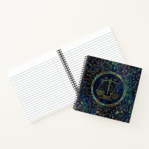 Libra Zodiac Gold Abalone on Constellation Notebook