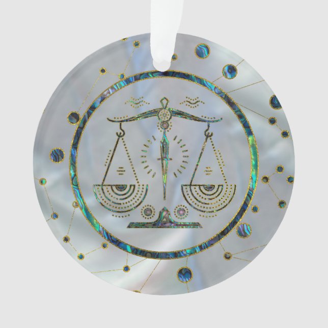 Libra Zodiac Gold Abalone on Constellation Ornament (Front)