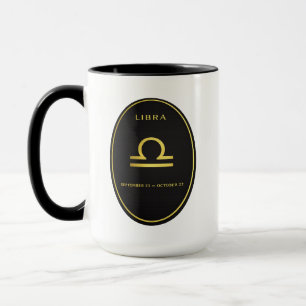 Libra Zodiac Gold Oval Emblem Mug   Luxury Astrolo