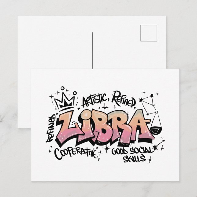 Libra Zodiac Graffiti  Postcard (Front/Back)