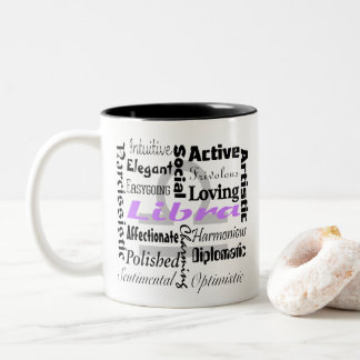 Libra Zodiac Horoscope Astrology Traits Collage Two-Tone Coffee Mug