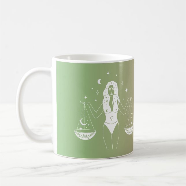 Libra zodiac horoscope star sign gradient coffee mug (Left)