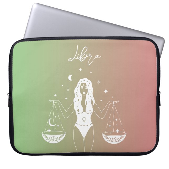 Libra zodiac horoscope star sign gradient laptop sleeve (Front)
