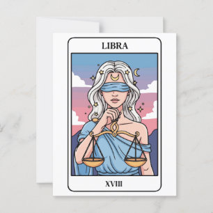 Libra Zodiac Illustration Tarot Style Postcard