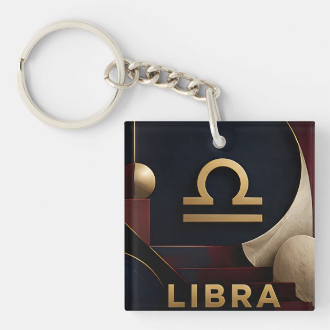 Libra Zodiac Luxury Celestial Astrology Gift Keychain (Front)