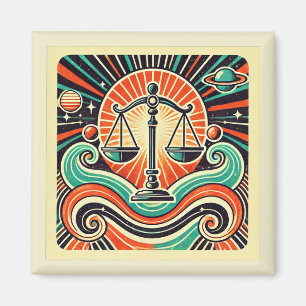 Libra Zodiac Magnet Retro Design