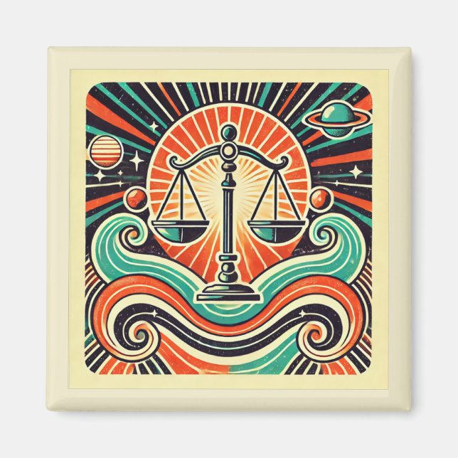 Libra Zodiac Magnet Retro Design (Front)