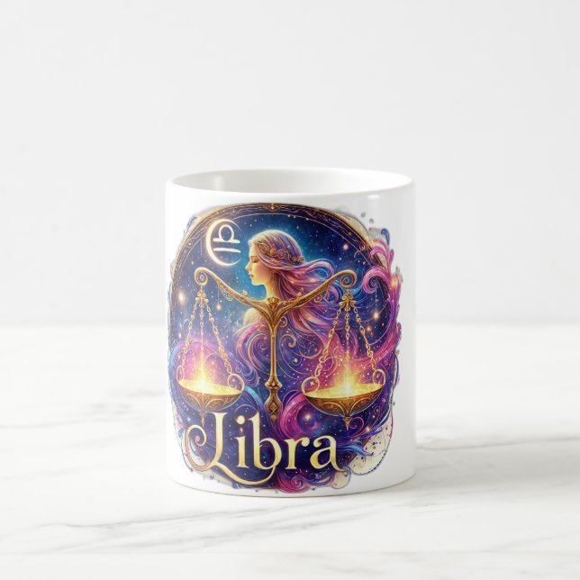 Libra Zodiac Mug - Design élégant et céleste ♎ ✨ (Centre)