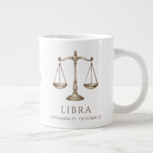 Libra Zodiac Personalized Name & Birth Date Large Coffee Mug