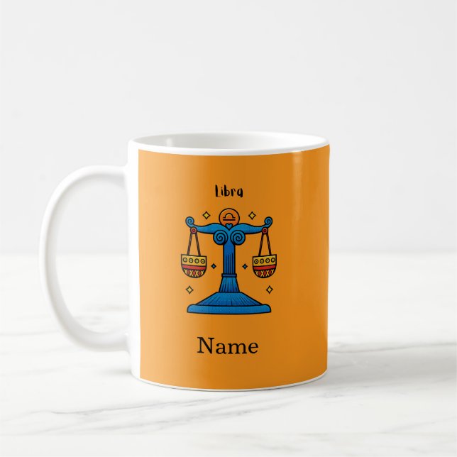 Libra Zodiac Retro Pop Art - Personalized Gift Coffee Mug (Left)