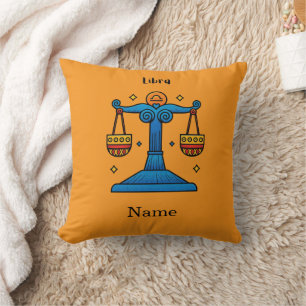 Libra Zodiac Retro Pop Art - Personalized Gift Throw Pillow