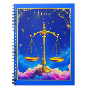 Libra Zodiac Scales in a Star-Filled Sky Notebook