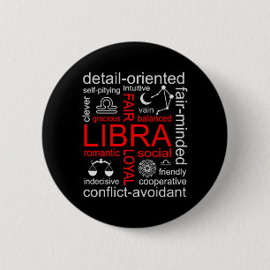 Libra Zodiac Sign 2 Inch Round Button