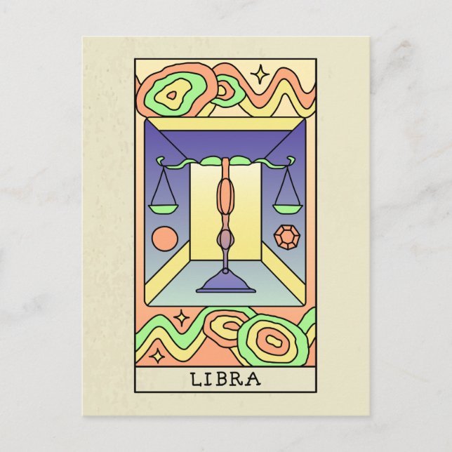 Libra Zodiac Sign Abstract Art Vintage Postcard (Front)
