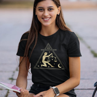 Libra Zodiac Sign Air Element in Gold T-Shirt