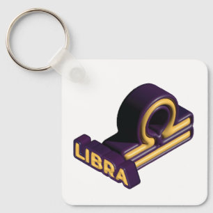 Libra Zodiac Sign and Text Design Keychain