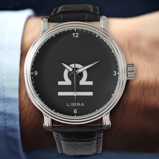 Libra Zodiac Sign Custom Name Text Simple Minimal Watch (Creator Uploaded)