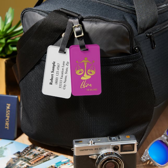 Libra Zodiac Sign Luggage Tag (Front & Back)