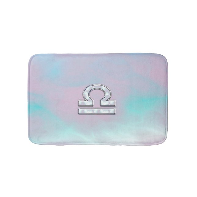Libra Zodiac Sign Mother of Pearl Style Bath Mat (Front)