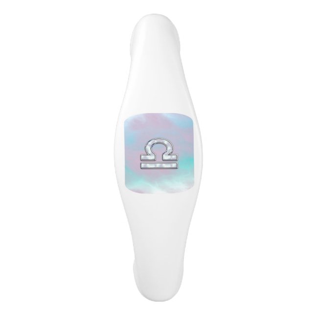 Libra Zodiac Sign Mother of Pearl Style Ceramic Cabinet Pull (Front)