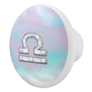 Libra Zodiac Sign Mother of Pearl Style Ceramic Knob