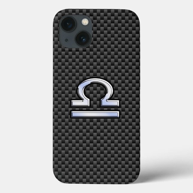 Libra Zodiac Sign on Black Carbon Fibre Print Case-Mate iPhone Case (Back)