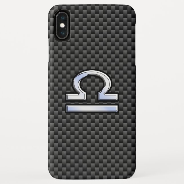 Libra Zodiac Sign on Black Carbon Fibre Print Case-Mate iPhone Case (Back)