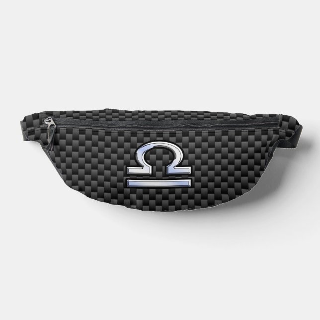 Libra Zodiac Sign on Black Carbon Fibre Print Fanny Pack (Lay Down)