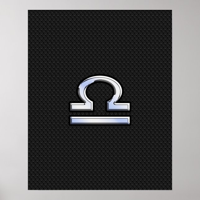 Libra Zodiac Sign on Black Snake Skin Decor (Front)
