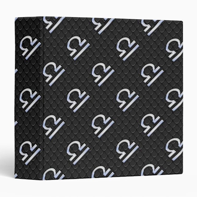 Libra Zodiac Sign on Black Snake Skin Decor Binder (Front/Spine)