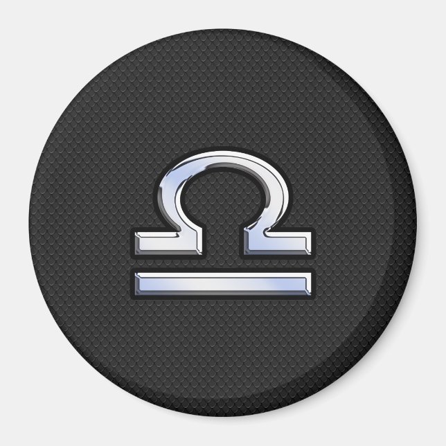 Libra Zodiac Sign on Black Snake Skin Decor Magnet (Front)