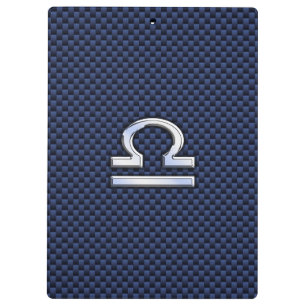 Libra Zodiac Sign on Blue Carbon Fibre Style Clipboard