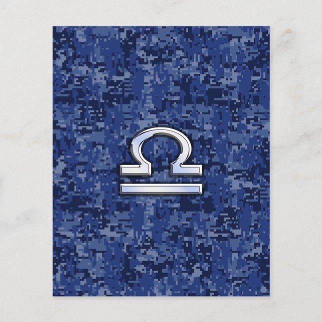 Libra Zodiac Sign on blue digital camo Flyer (Front)