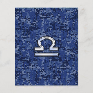 Libra Zodiac Sign on blue digital camo Flyer