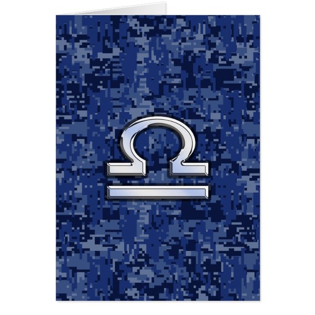 Libra Zodiac Sign on Blue Digital Camouflage (Front)