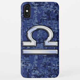 Libra Zodiac Sign on Blue Digital Camouflage iPhone XS Max Case