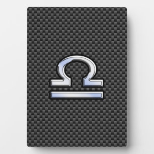 Libra Zodiac Sign on Carbon Fibre Style Plaque