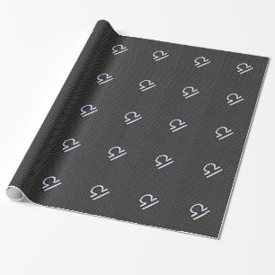 Libra Zodiac Sign on Carbon Fibre Style Wrapping Paper