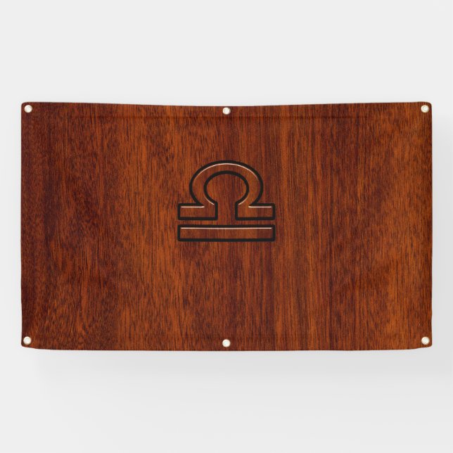 Libra Zodiac Sign on Mahogany Brown Style Print (Horizontal)