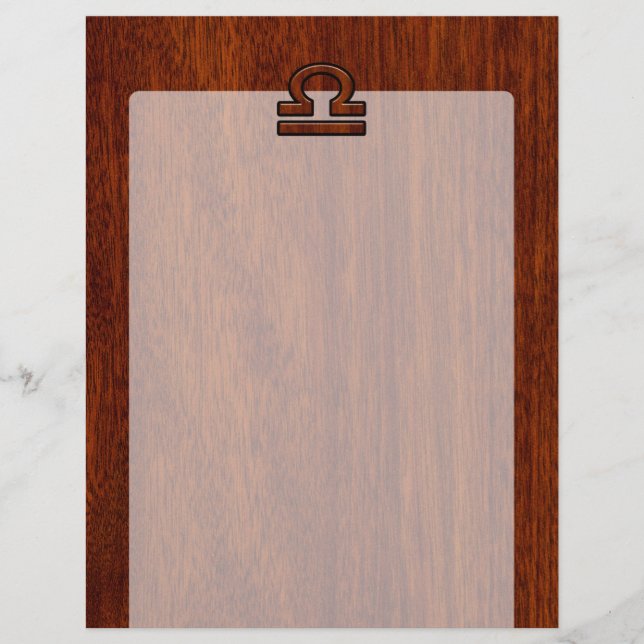 Libra Zodiac Sign on Mahogany Style Decor (Front)