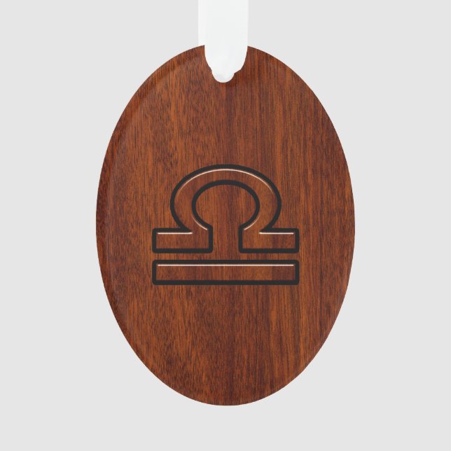 Libra Zodiac Sign on Mahogany Style Decor Ornament (Front)