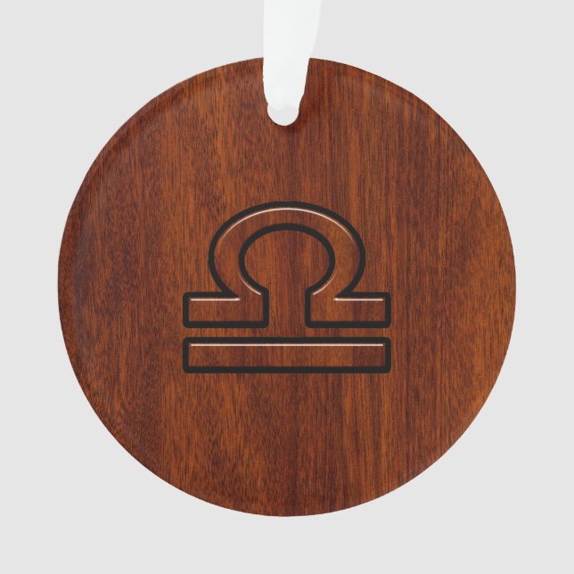 Libra Zodiac Sign on Mahogany Style Decor Ornament (Front)