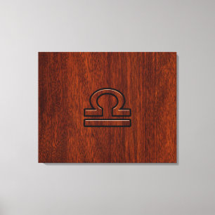 Libra Zodiac Sign on Mahogany Style Print
