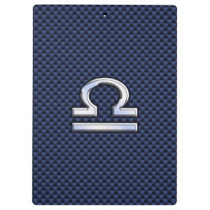 Libra Zodiac Sign on Navy Blue Carbon Fibre Clipboard