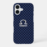Libra Zodiac Sign on Navy Blue Carbon Fibre