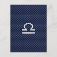 Libra Zodiac Sign on Navy Blue Carbon Fibre